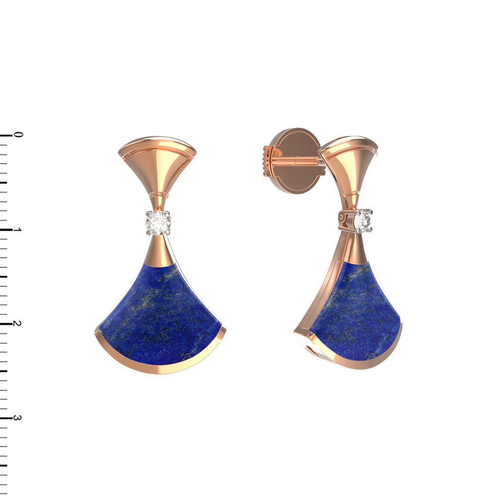 Серьги из золота c бриллиантами и лазуритом