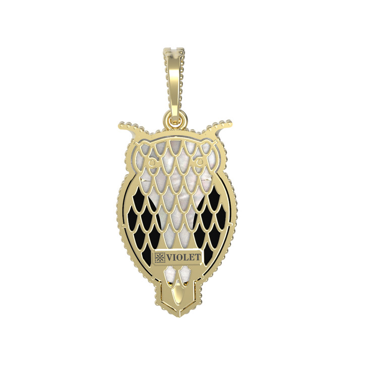 Подвеска из лимонного золота c эмалью, ониксом и перламутром