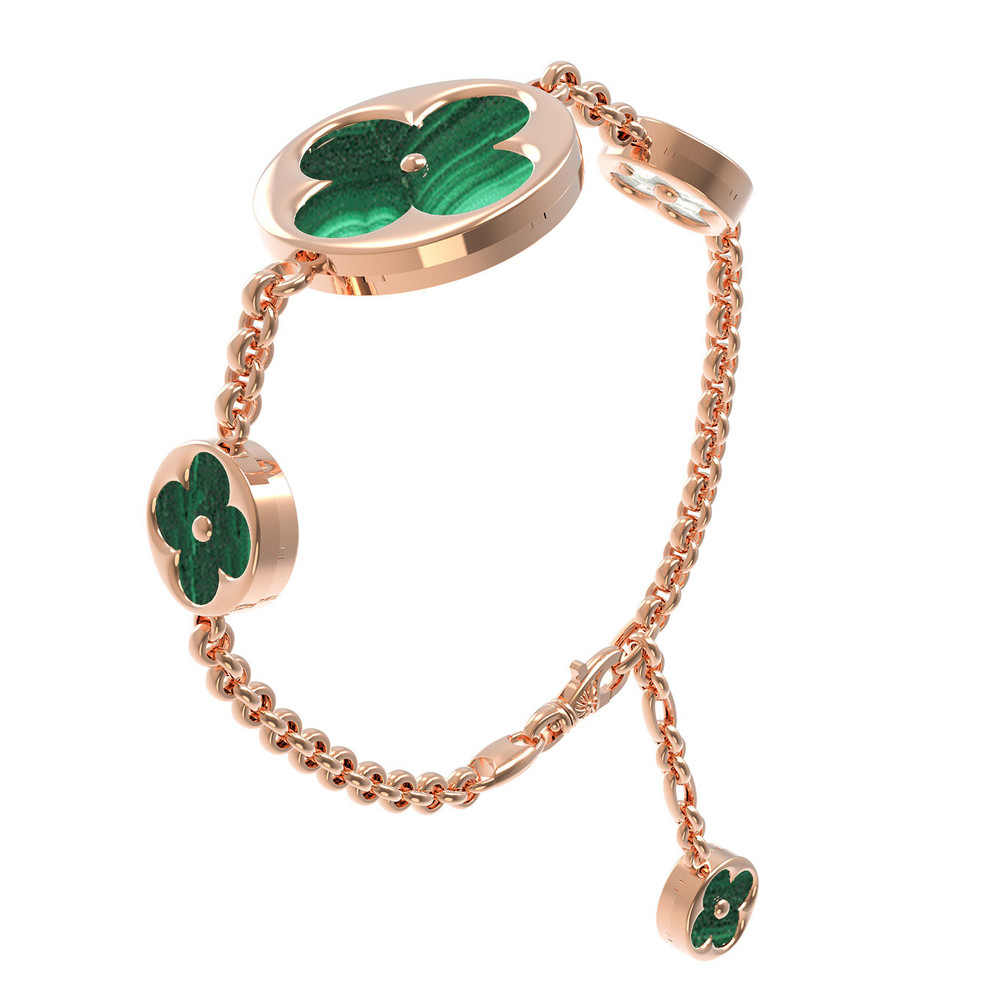 Браслет из золота c малахитом и перламутром