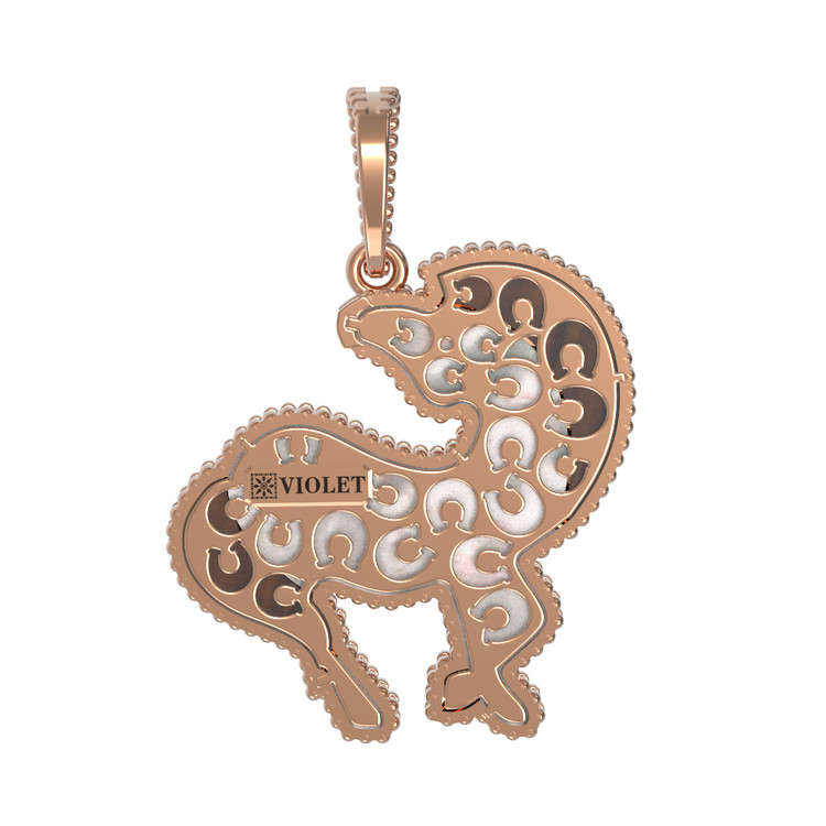 Подвеска из золота c эмаль , тигровым глазом и перламутром