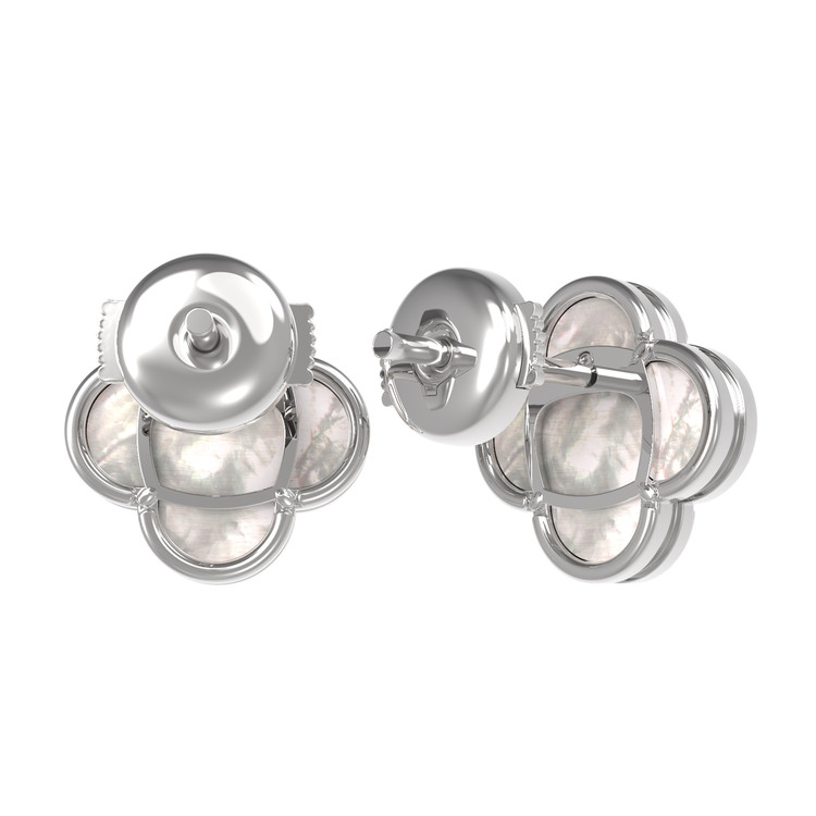 Серьги из белого золота c перламутром