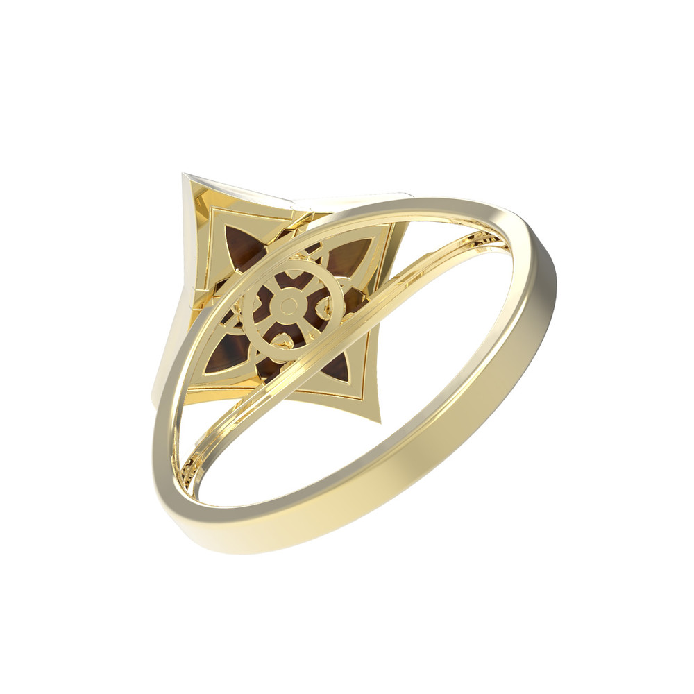 Кольцо из лимонного золота c тигровым глазом