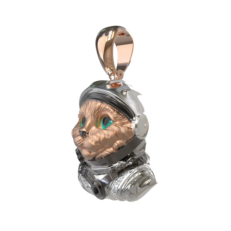 Подвеска из золота c эмаль , бриллиантами и рубином