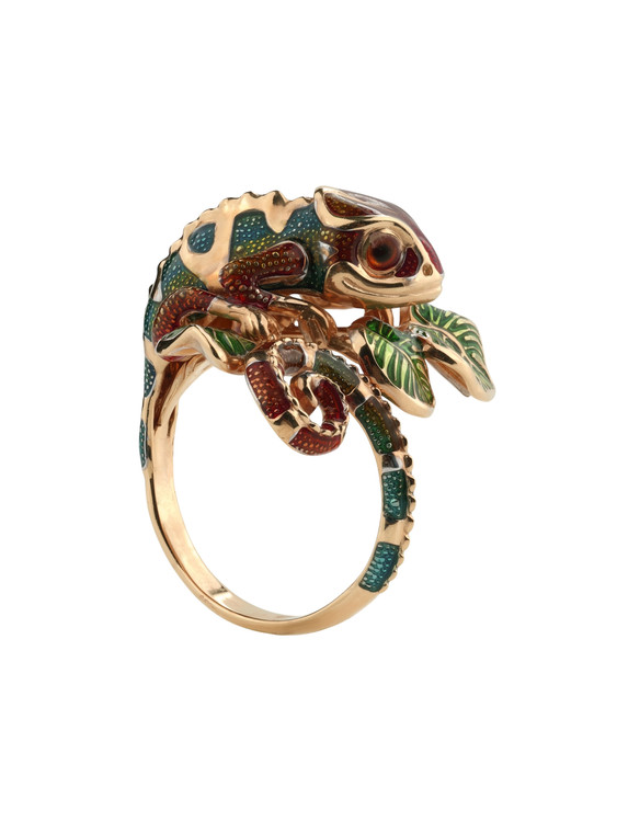 Кольцо из золота c эмалью