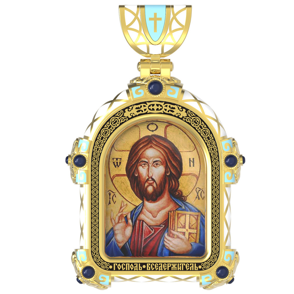 Образок из лимонного золота c эмаль , иконописью и темперой