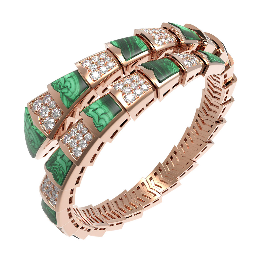 Браслет из золота c бриллиантами и малахитом