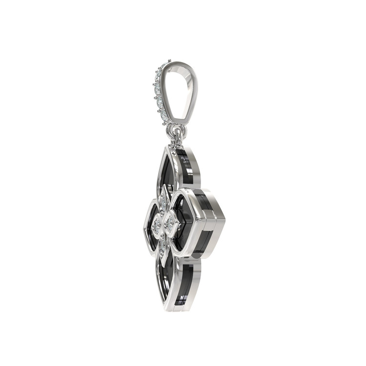 Подвеска из белого золота c бриллиантами и ониксом
