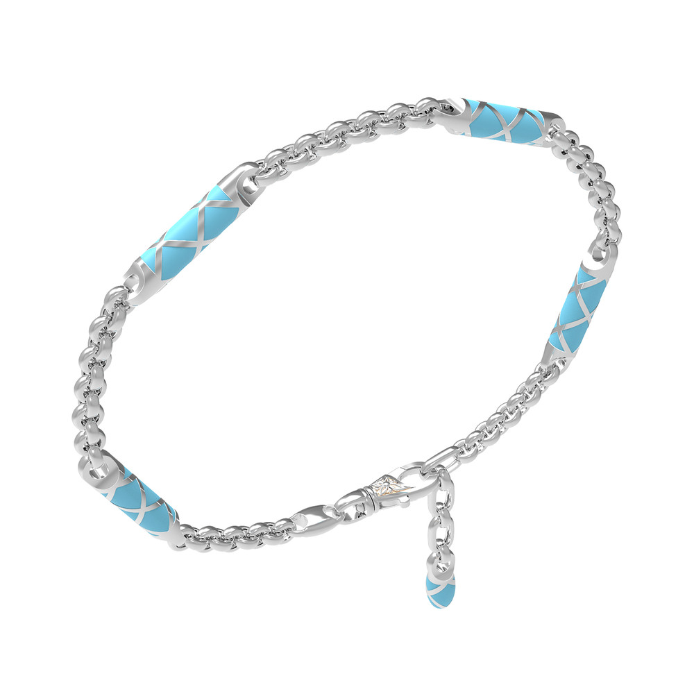 Браслет из белого золота c эмаль