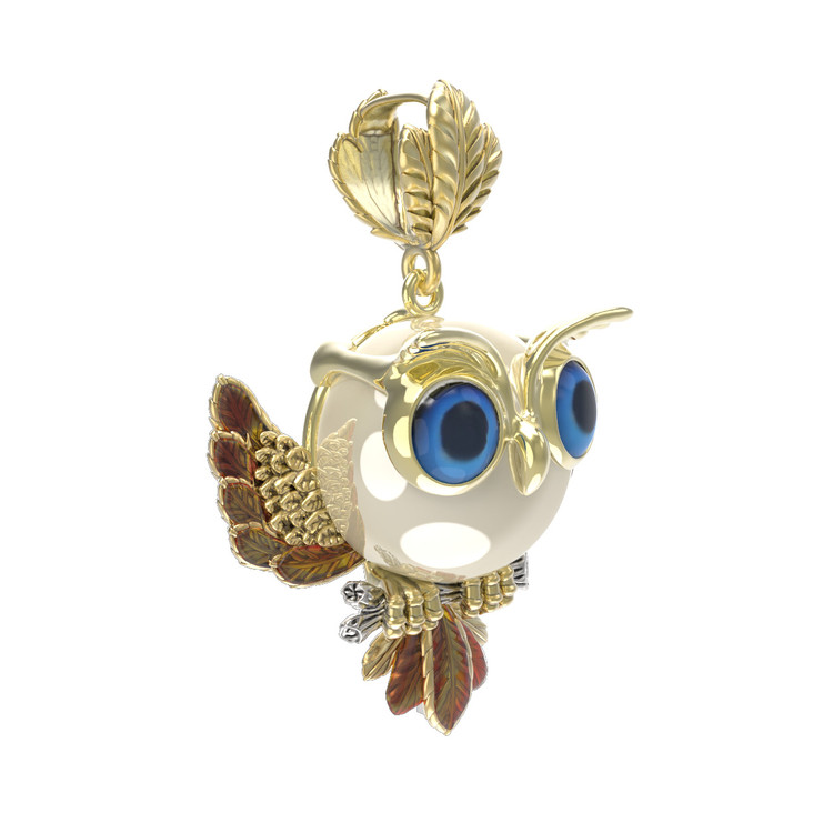 Подвеска из лимонного золота c эмаль и жемчугом