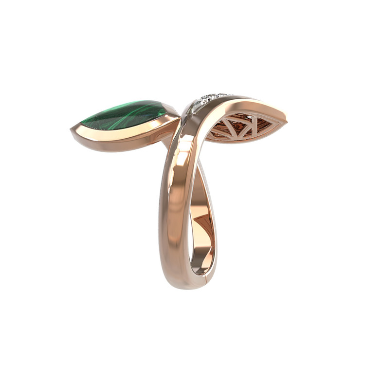 Кольцо из золота c бриллиантами и малахитом