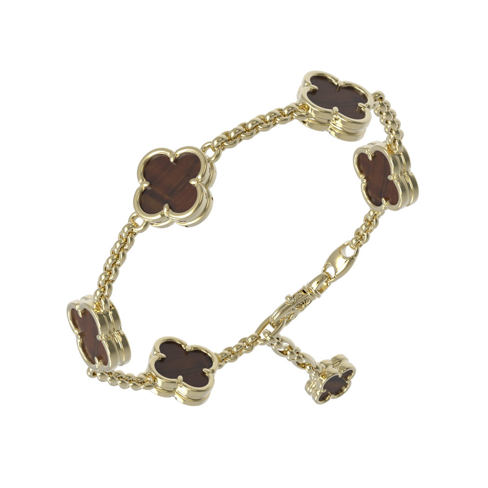 Браслет из лимонного золота c тигровым глазом