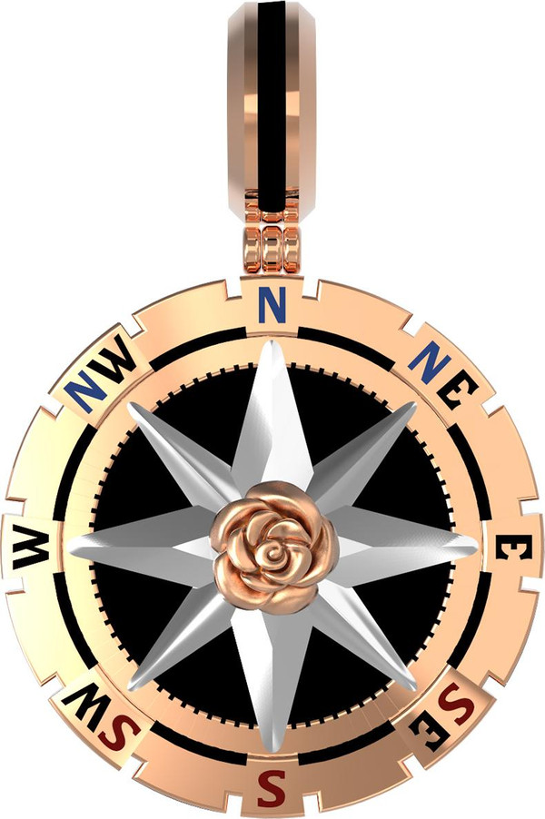 Подвеска из золота c эмаль и ониксом