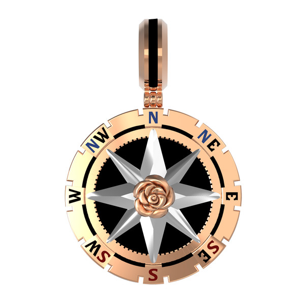 Подвеска из золота c эмаль и ониксом