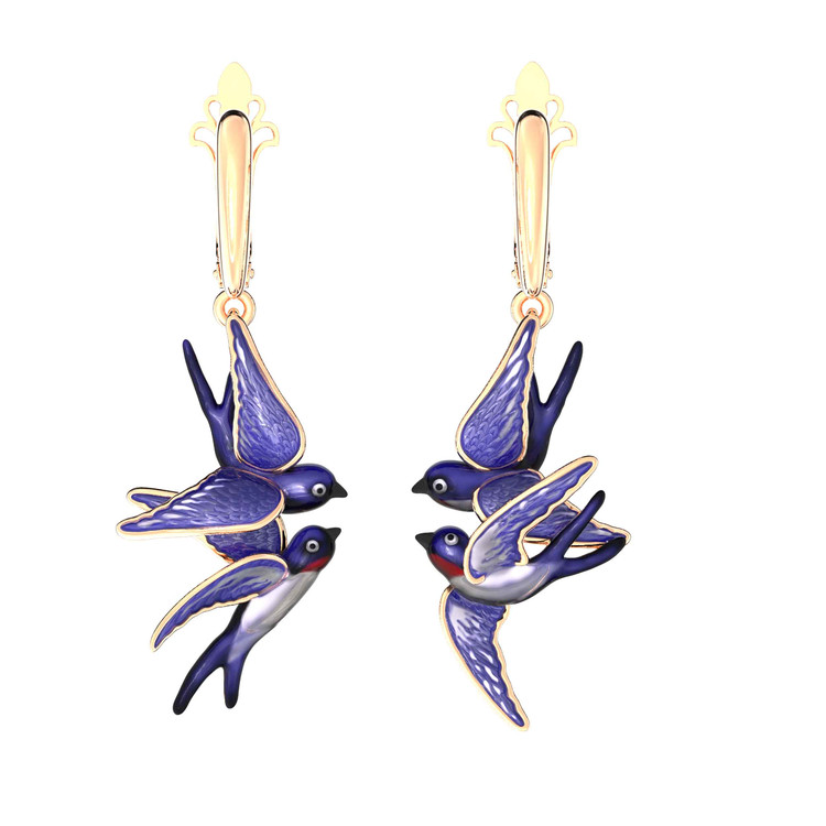 Серьги из золота c эмаль