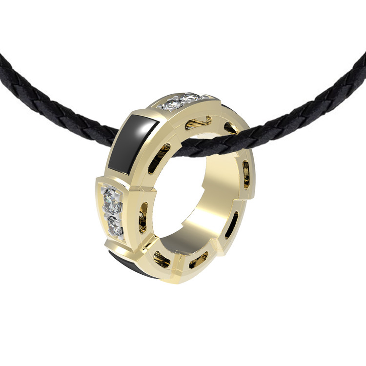 Подвеска из лимонного золота c бриллиантами и ониксом