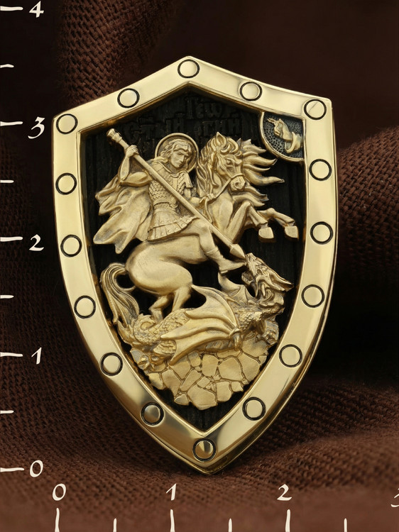 Образок из лимонного золота c эбеновым деревом