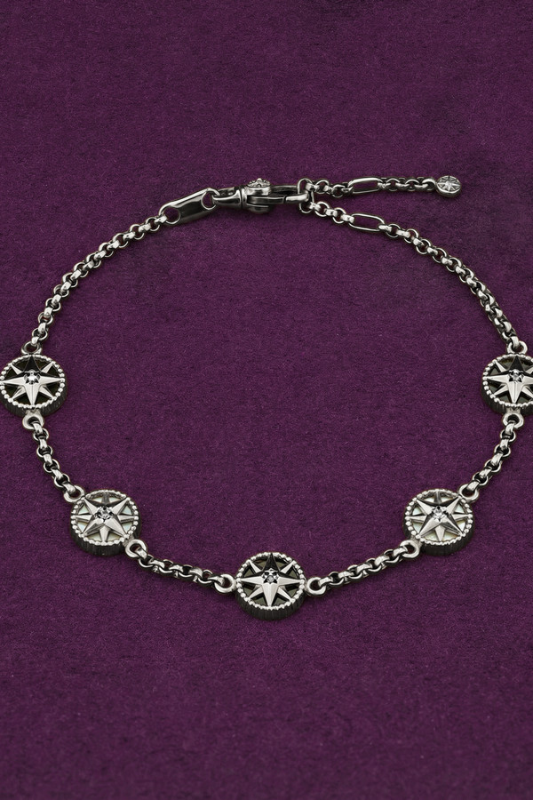 Браслет из белого золота c бриллиантами, ониксом и перламутром