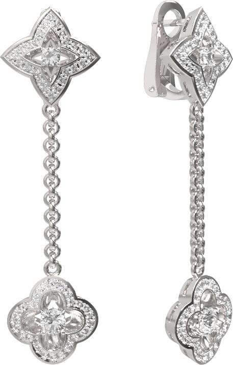 Серьги из белого золота c бриллиантами