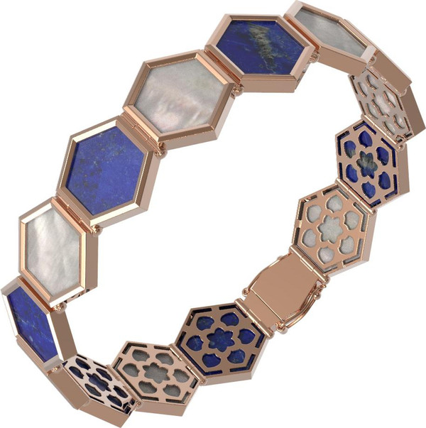 Браслет из золота c лазуритом и перламутром