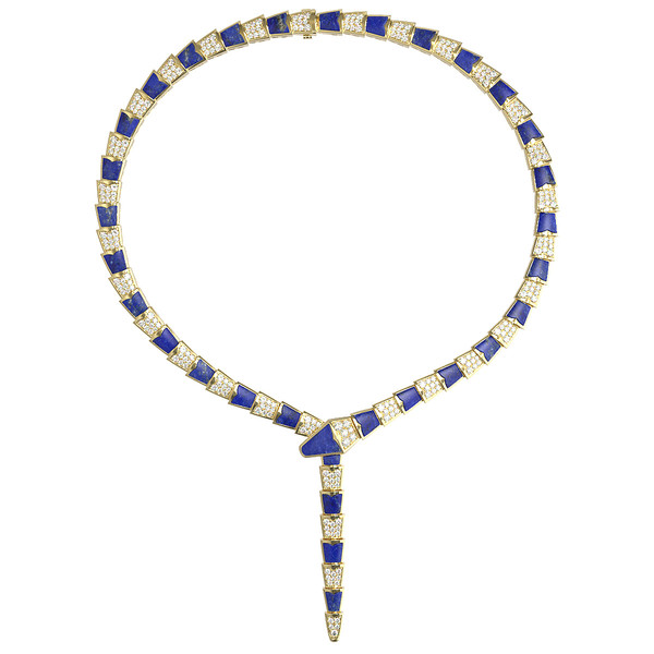 Колье из лимонного золота c бриллиантами и лазуритом