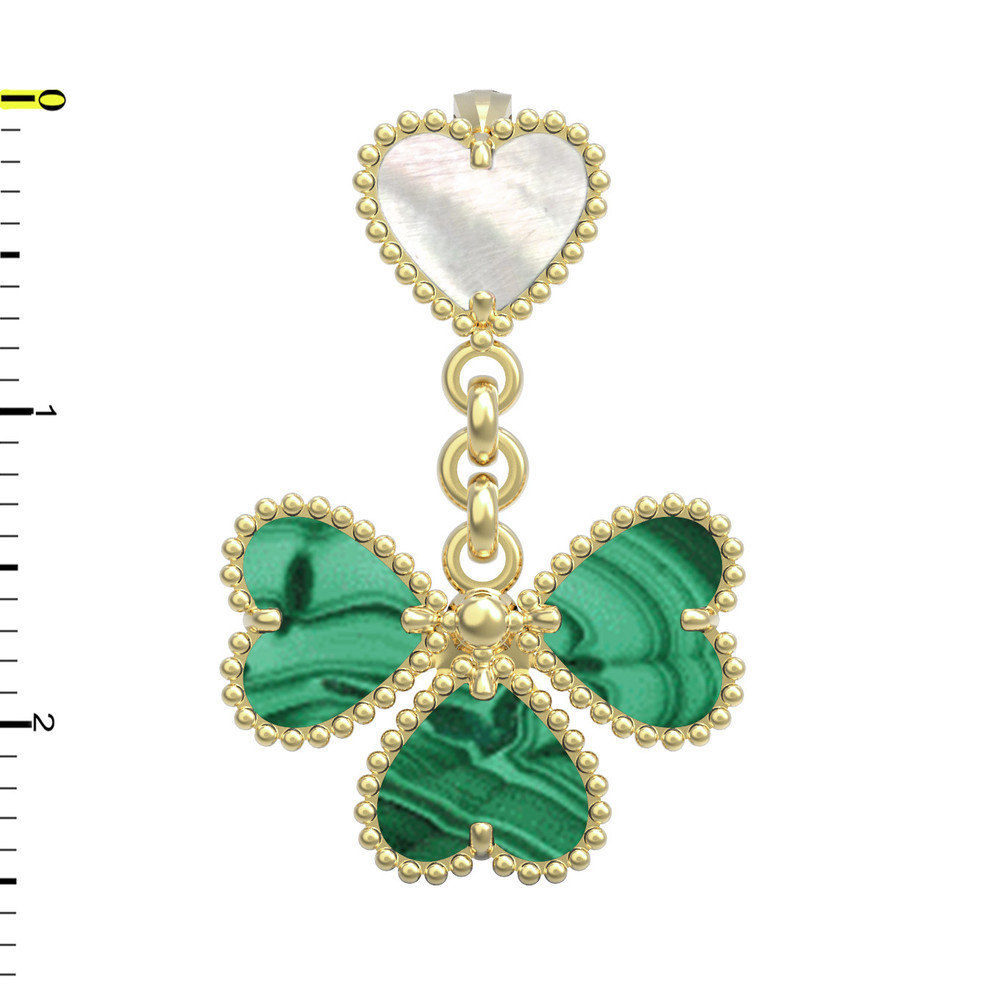 Подвеска из лимонного золота c малахитом и перламутром