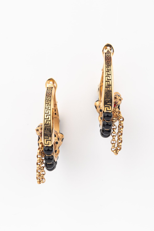 Серьги из золота c эмаль и ониксом