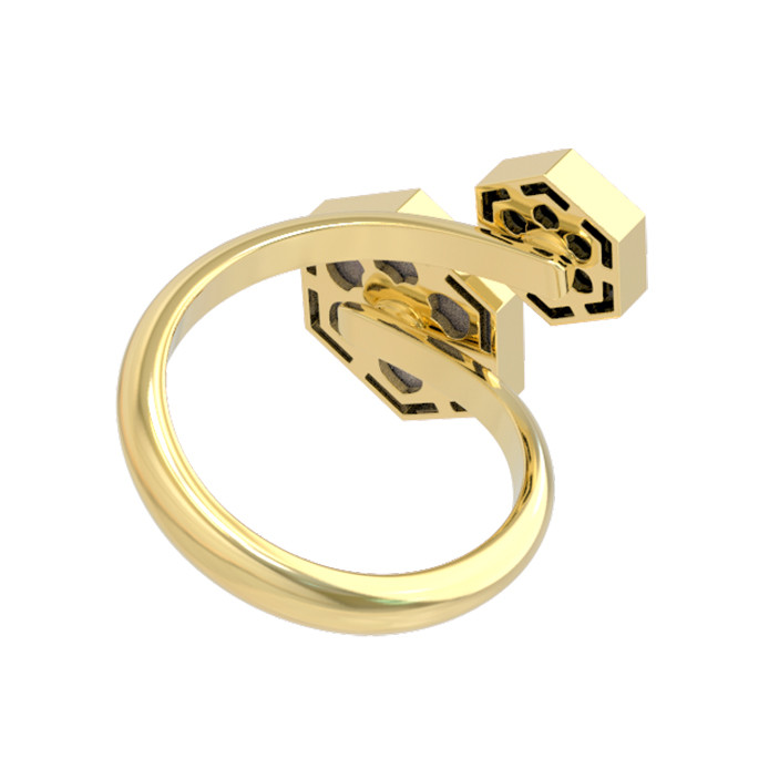 Кольцо из лимонного золота c ониксом и перламутром