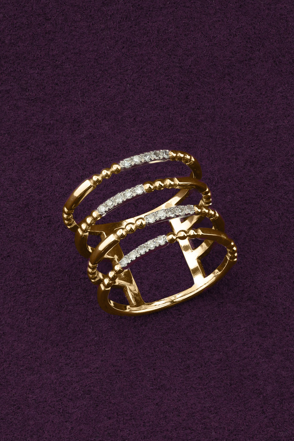 Кольцо из лимонного золота c бриллиантами