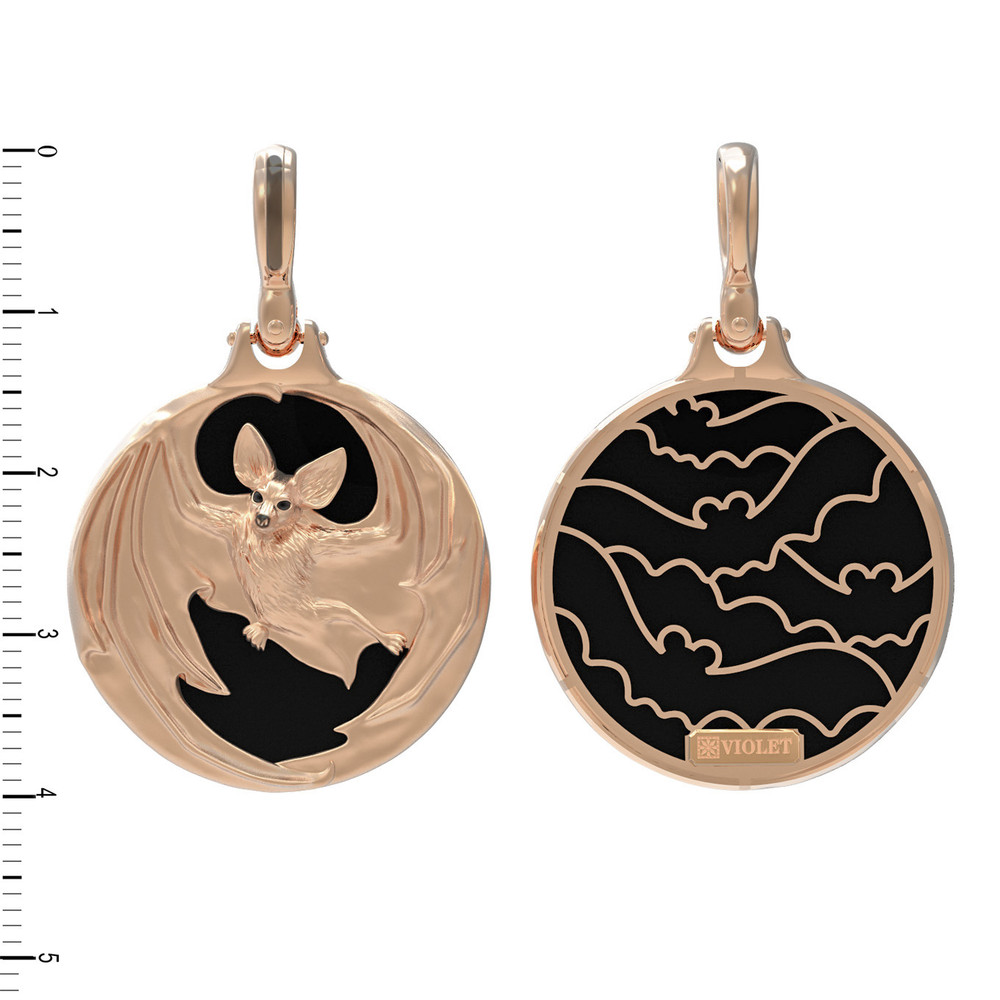 Подвеска из золота c эмаль и ониксом