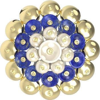 Подвеска из лимонного золота c лазуритом и перламутром