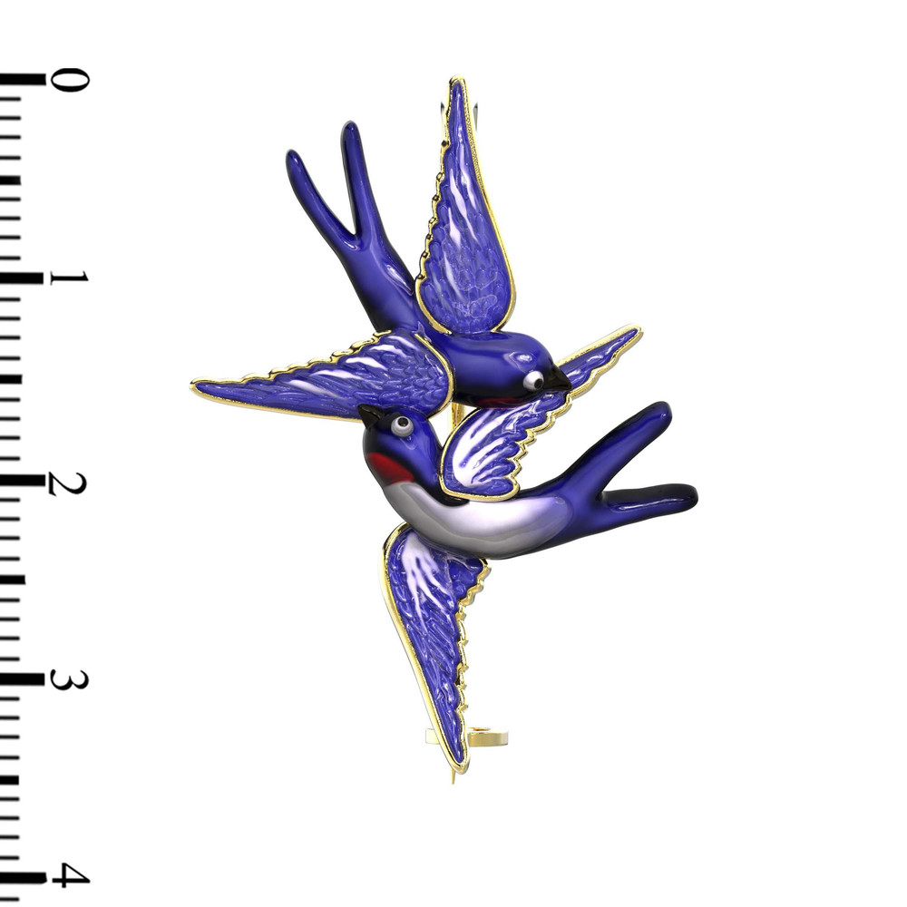 Брошь из лимонного золота c эмалью