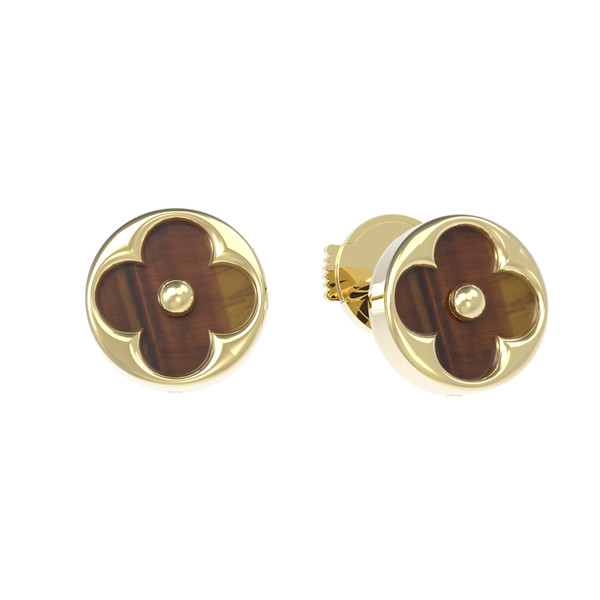 Серьги из лимонного золота c тигровым глазом