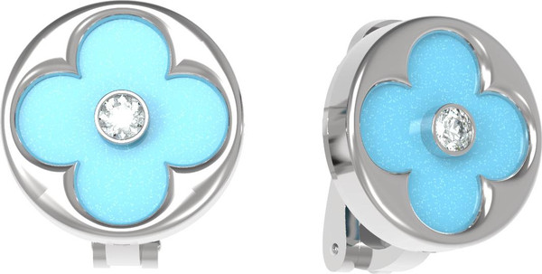 Серьги из белого золота c бриллиантами и бирюзой