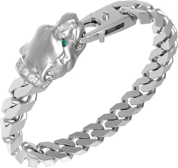 Браслет из белого золота c бриллиантами и изумрудом