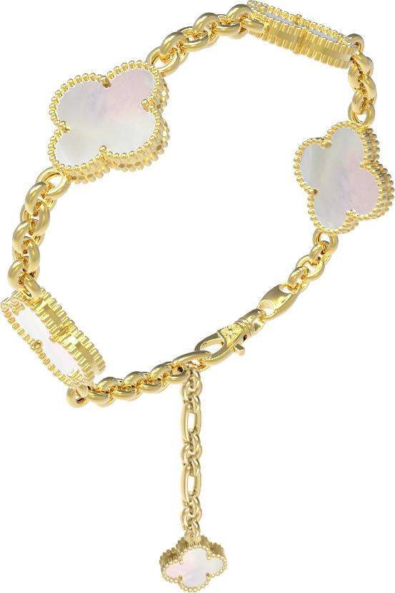 Браслет из лимонного золота c перламутром