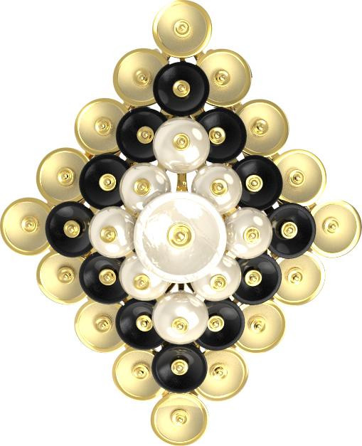 Подвеска из лимонного золота c ониксом и перламутром