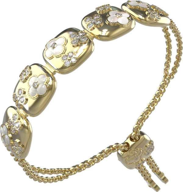 Браслет из лимонного золота c бриллиантами и перламутром