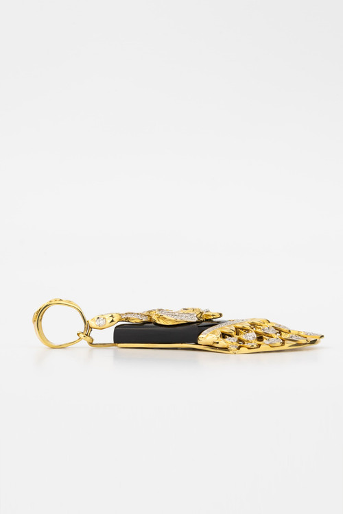 Подвеска из лимонного золота c бриллиантами и ониксом