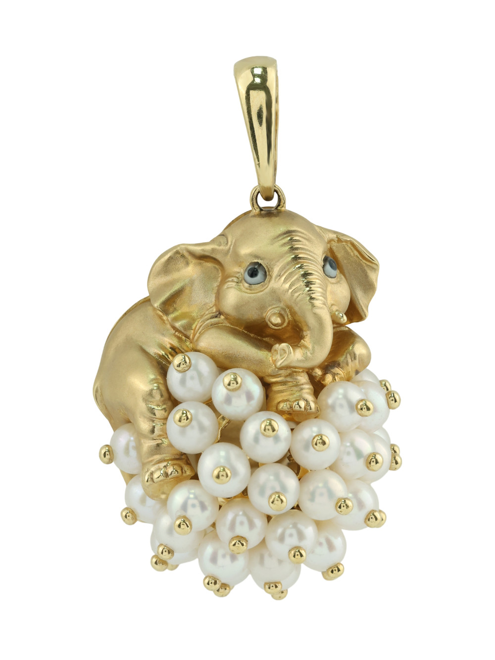 Подвеска из лимонного золота c эмаль и жемчугом