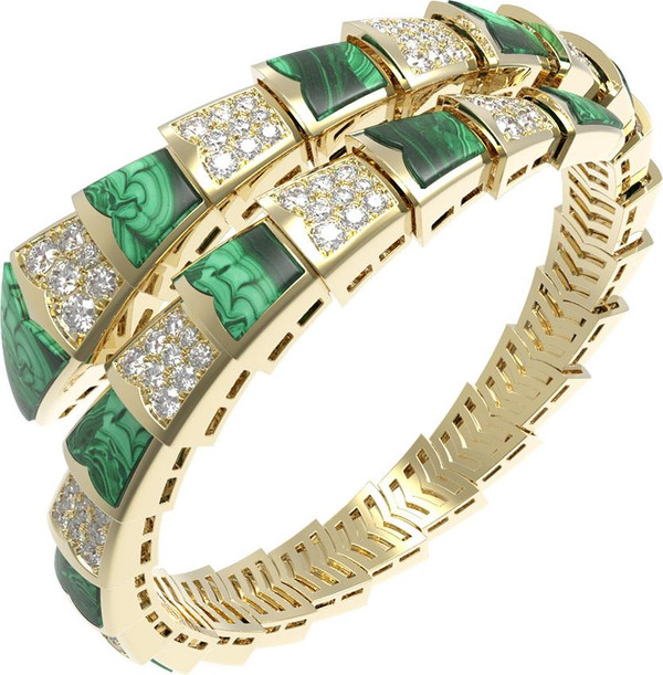 Браслет из лимонного золота c бриллиантами и малахитом