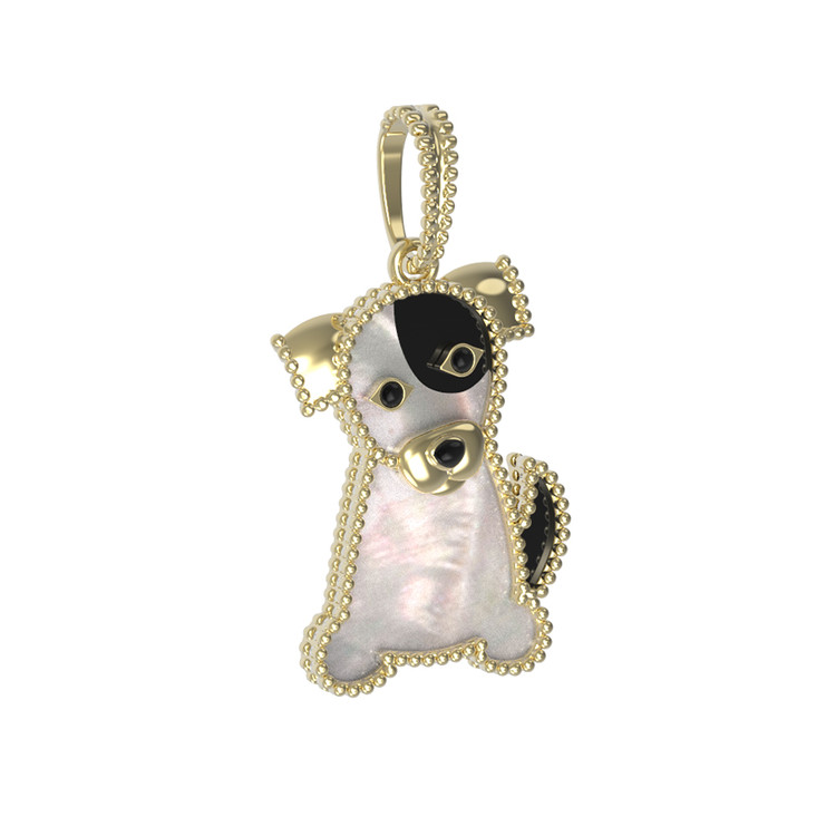 Подвеска из лимонного золота c эмаль , ониксом и перламутром