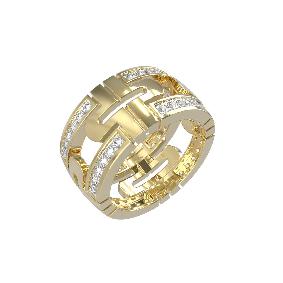 Кольцо из лимонного золота c бриллиантами