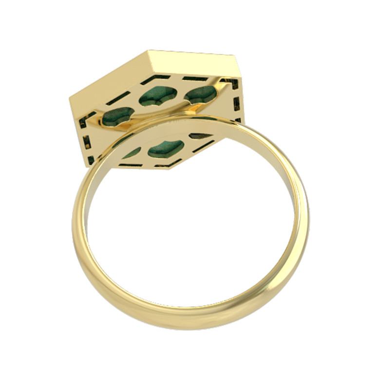 Кольцо из лимонного золота c малахитом