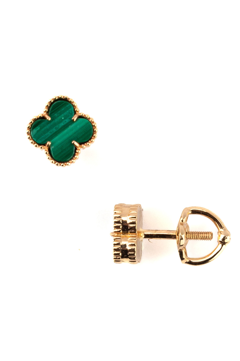 Серьги из золота c малахитом