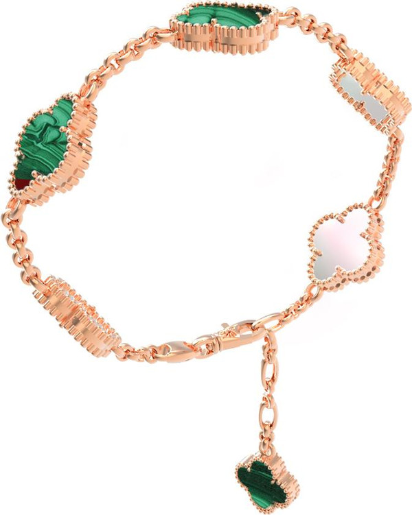 Браслет из золота c малахитом и перламутром