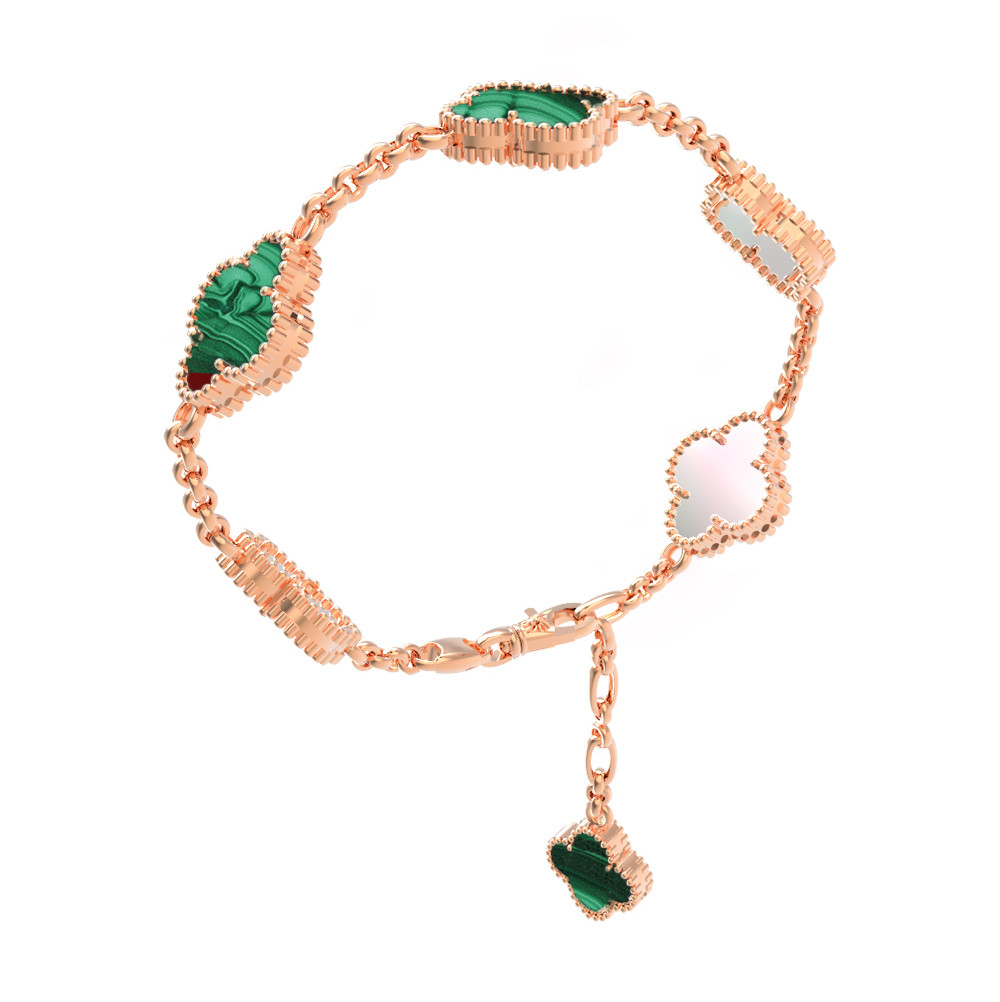 Браслет из золота c малахитом и перламутром