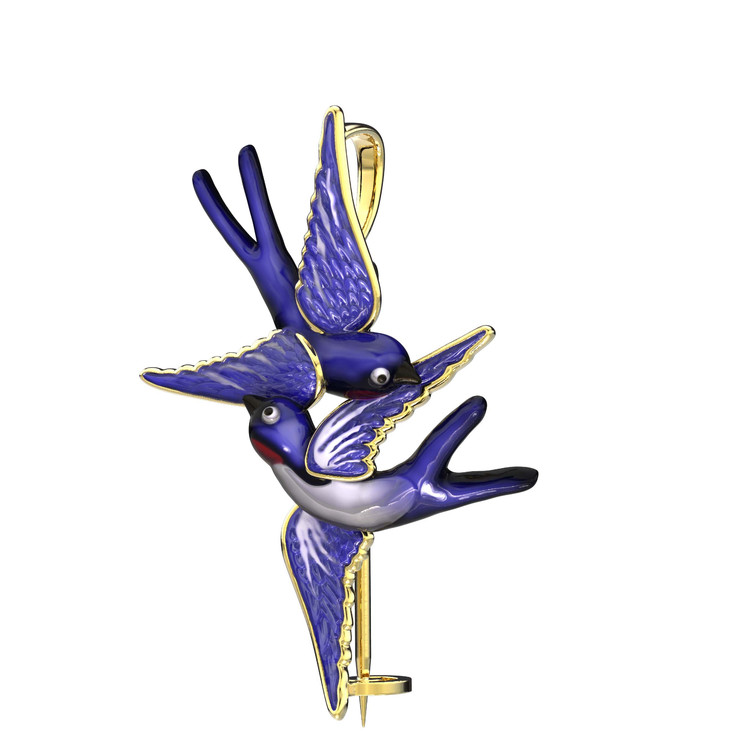 Брошь из лимонного золота c эмалью