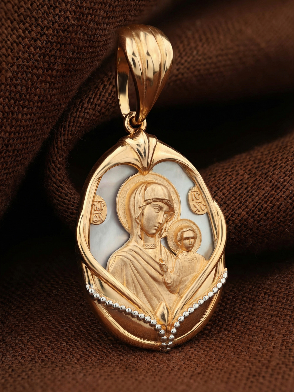 Образок из золота c перламутром