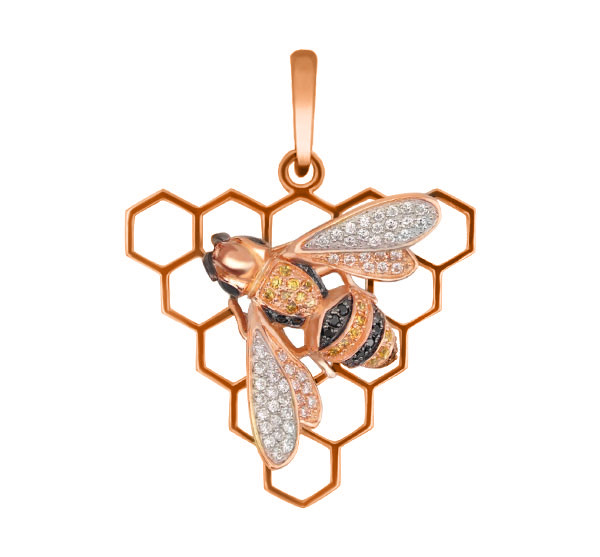 Подвеска из золота c эмаль и фианитом