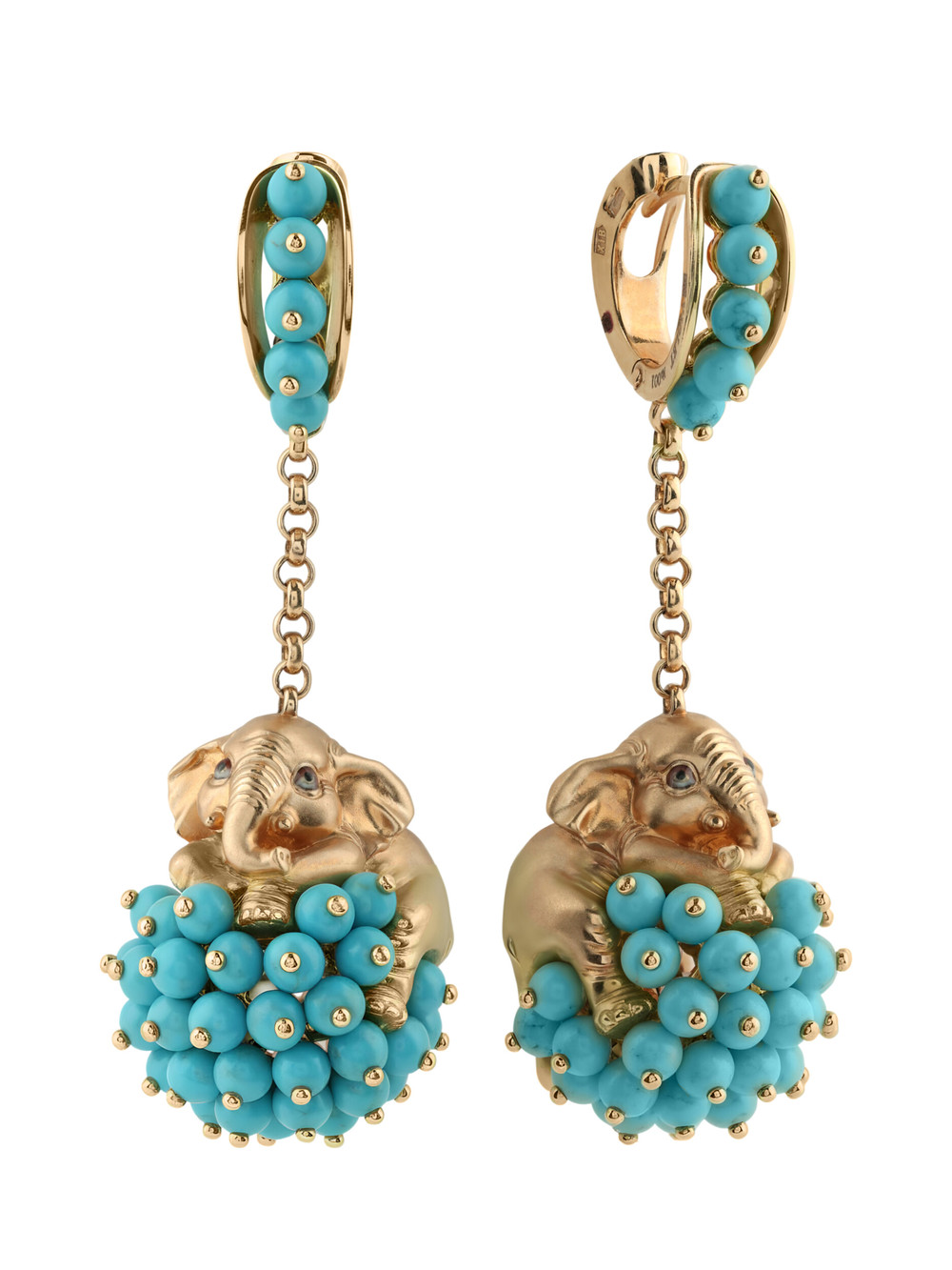 Серьги из золота c эмалью и бирюзой